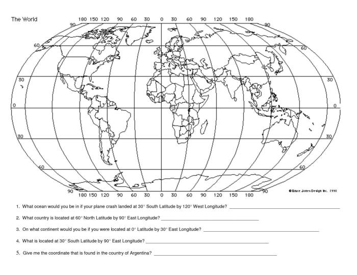 Lines of longitude and latitude worksheet