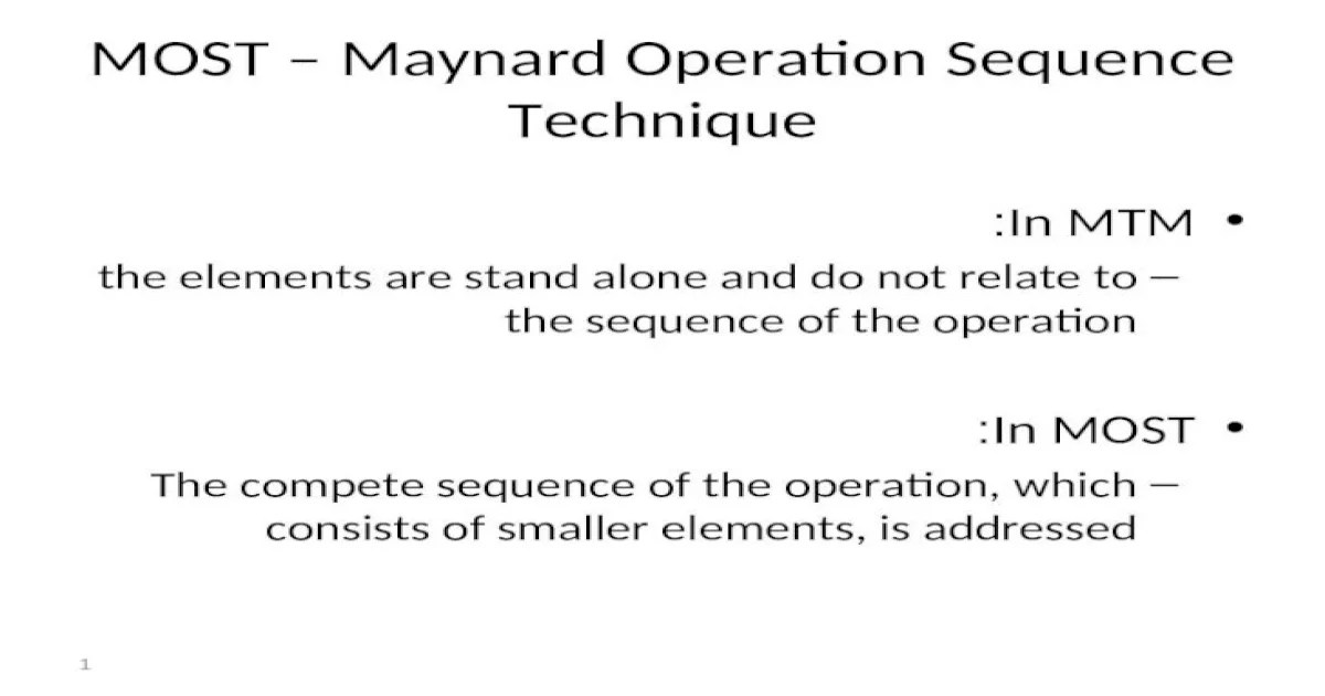 Maynard operation sequence technique certification