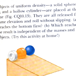 Three objects of uniform density a solid sphere